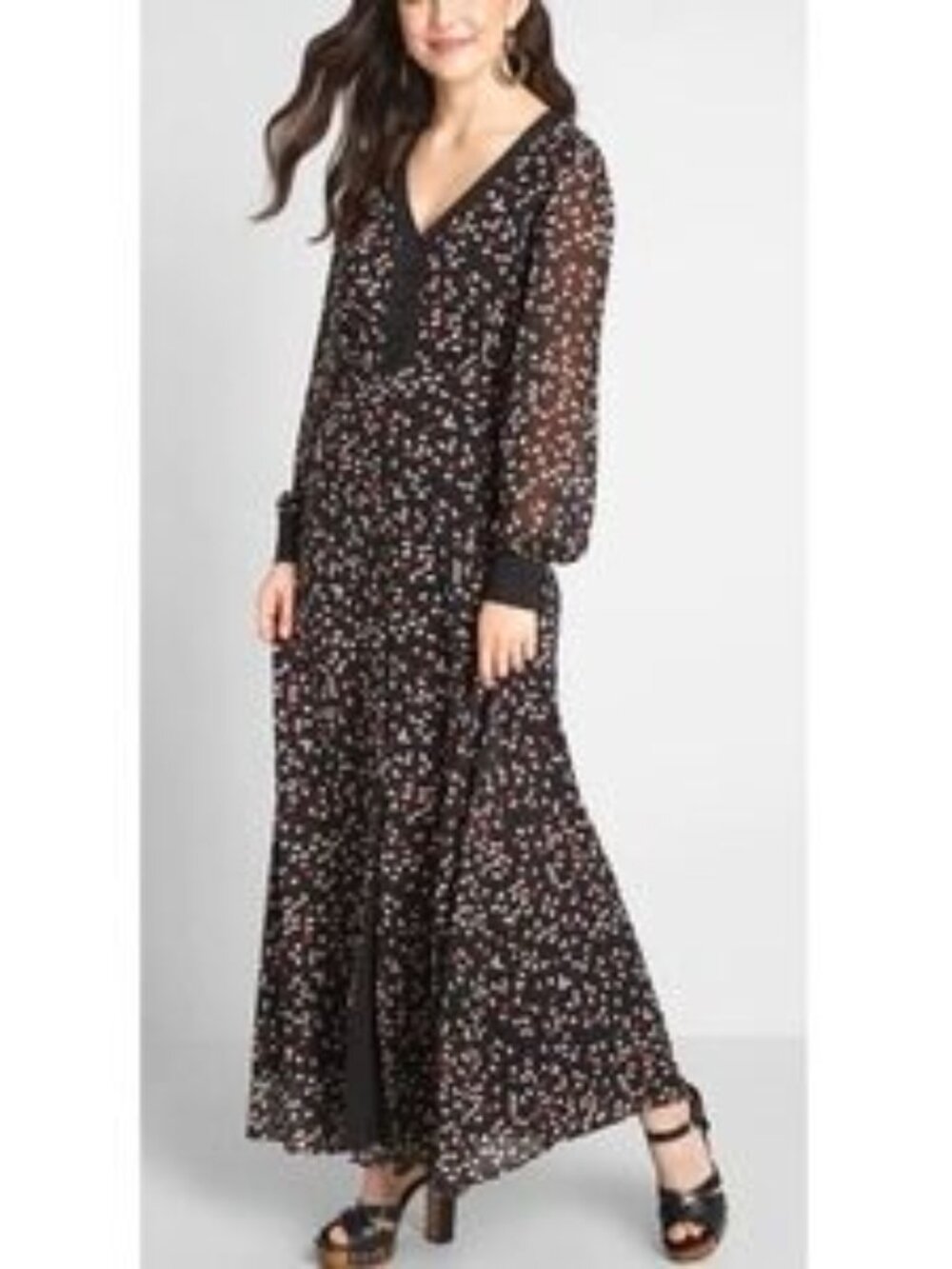 NWOT Modcloth black floral maxi dress, size 6